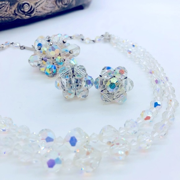 Vintage Deco Rhinestone Aurora Borealis Jewelry Lot - Picture 9 of 14